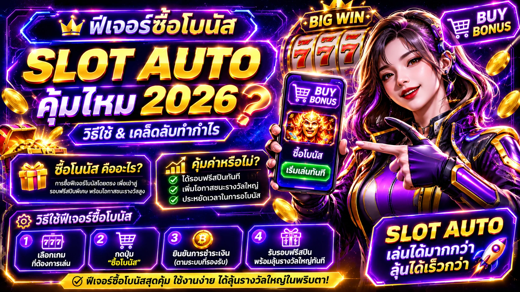 ฟีเจอร์ซื้อฟรีสปิน ซื้อโบนัสสล็อตออโต้ คุ้มไหม เทคนิคการคำนวณเบท 2026